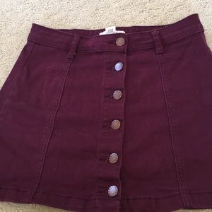 Maroon button up skirt